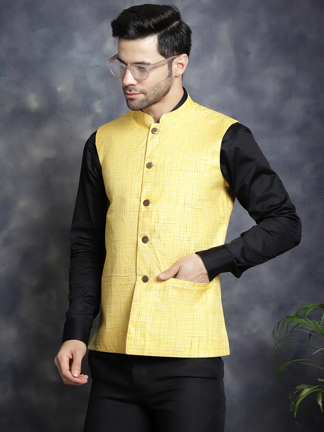 Mens Woven Design Nehru Jacket