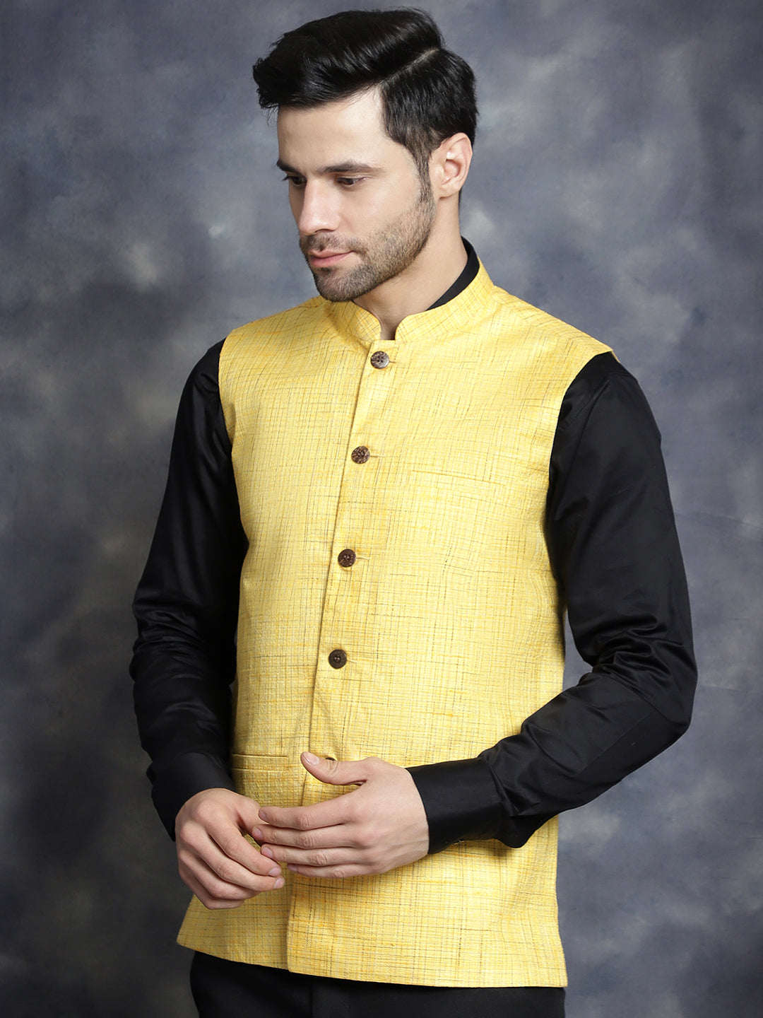 Mens Woven Design Nehru Jacket