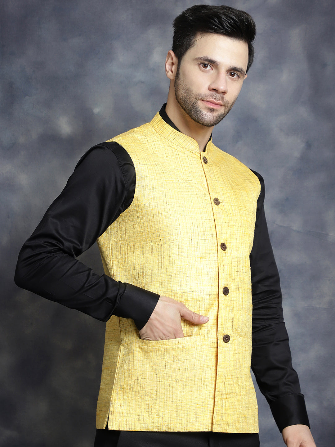 Mens Woven Design Nehru Jacket