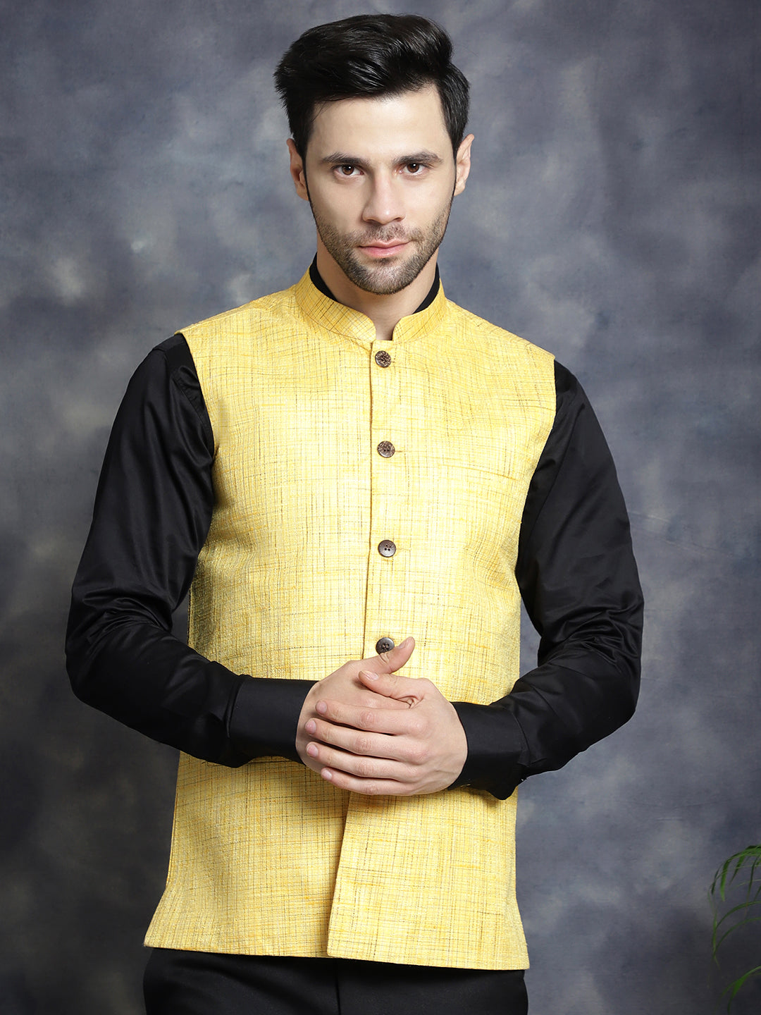 Mens Woven Design Nehru Jacket