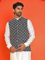 Embroidered Viscose Rayon Nehru Jacket ( JOWC 4110 Black )