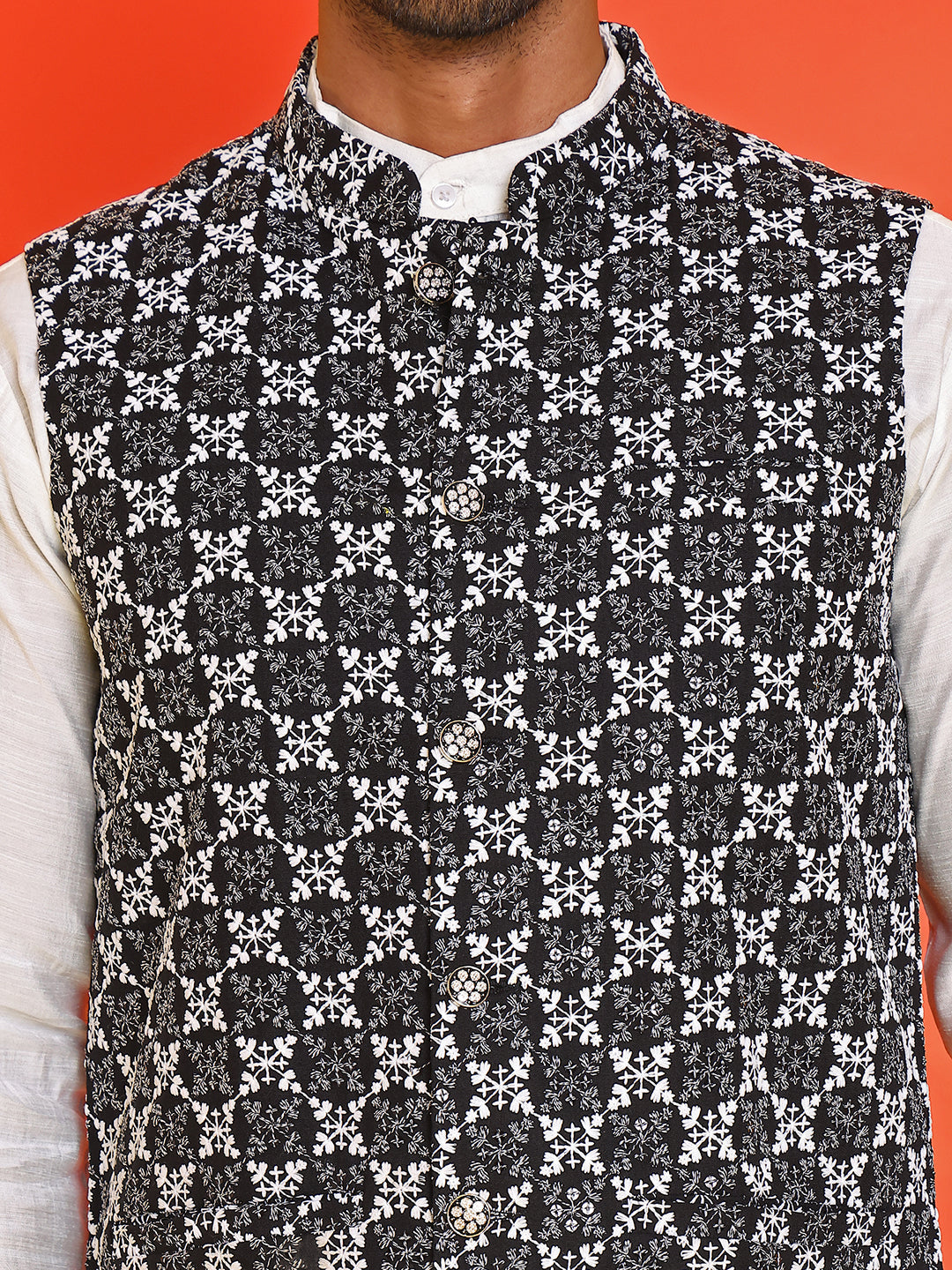 Embroidered Viscose Rayon Nehru Jacket