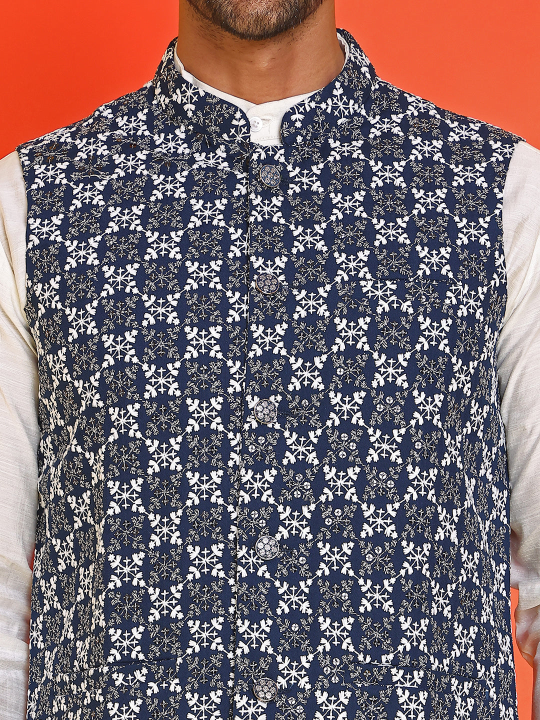 Embroidered Viscose Rayon Nehru Jacket