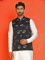 Embossed design Nehru Jacket for Men ( JOWC 4130 Black )