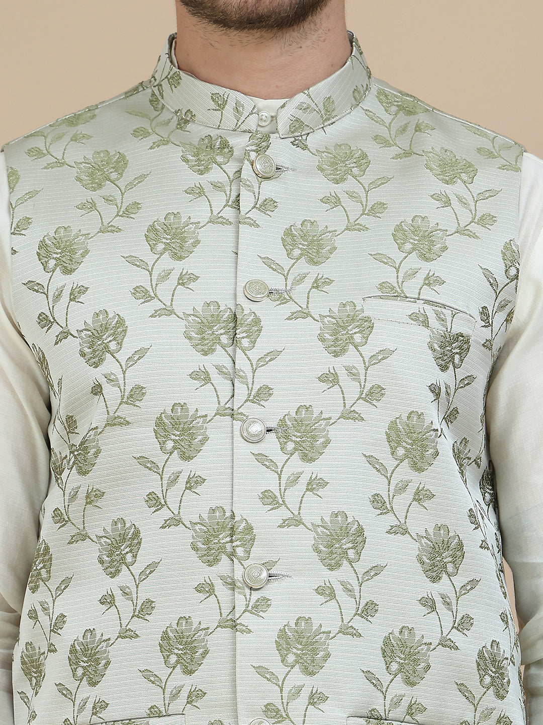 Embossed Nehru Jacket For Men
