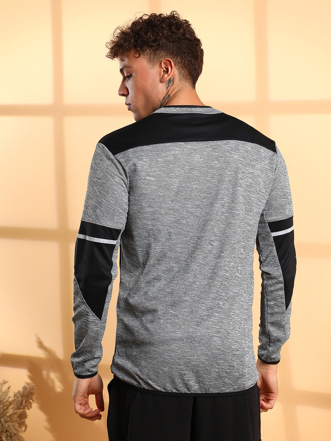 Mens Grey Heathered Activewear Jacket With Contrast Detail