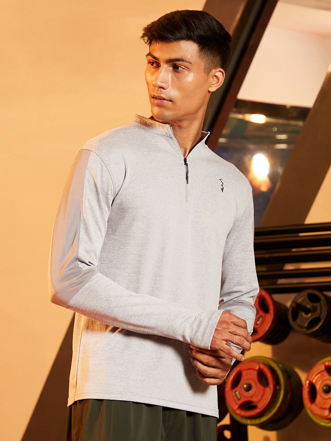 Heathered Self-Design Activewear T-Shirt