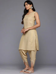 Varanga - Women Mustard- Multi Colored Pure Silk Gotta and Mirror Embroidered Kaftan with Dhoti Pants