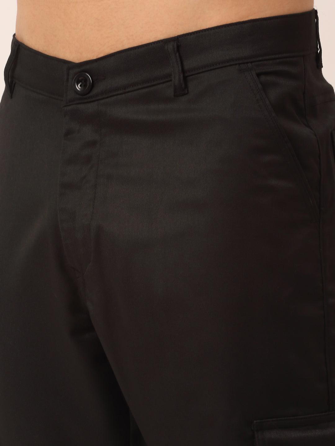 Jainish Mens Casual Cotton Solid Cargo Pants