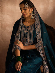 Embroidered Straight Kurta Trousers With Dupatta set