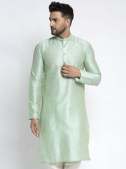 Men's Green Solid Dupion Silk Kurta Only ( KO 636Green )