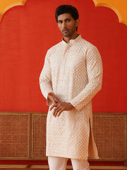 Sequins & Embroidered Kurtas For Men ( KKO 5128Beige )