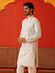 Sequins & Embroidered Kurtas For Men ( KKO 5128Grey )