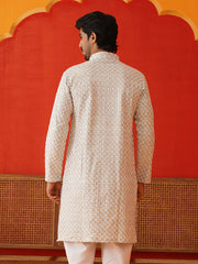 Sequins & Embroidered Kurtas For Men ( KKO 5128Grey )