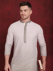 Men Sequins Embroidered Kurtas ( KO 5025Pista )
