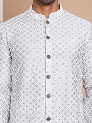 Sequin Chikankari Front Open Kurtas ( KO 5029Grey )