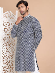 Sequin Chikankari Front Open Kurtas ( KO 5029Navy )