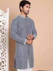 Sequin Chikankari Front Open Kurtas ( KO 5029Navy )
