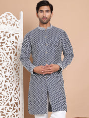 Sequin Chikankari Front Open Kurtas ( KO 5029Navy )