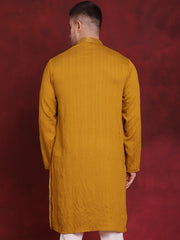 Men Sequins Embroidered Kurtas ( KO 5030Mustard )