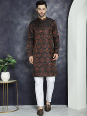 Men Bronze Silk Blend Straight Kurtas ( KO 5043Bronze )