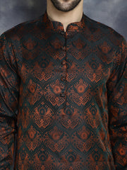 Men Bronze Silk Blend Straight Kurtas ( KO 5043Bronze )