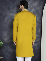 Men's Embroidered Kurtas ( KO 5045Mustard )