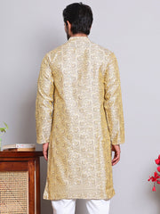 Men Golden Silk Blend Straight Kurtas ( KUO 5071Golden )