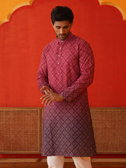 Maroon Ombre Printed Kurtas For Men ( KO 5074Maroon )