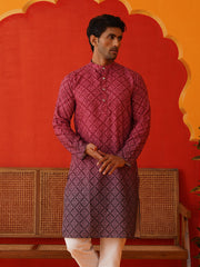 Maroon Ombre Printed Kurtas For Men ( KO 5074Maroon )
