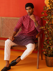 Maroon Ombre Printed Kurtas For Men ( KO 5074Maroon )