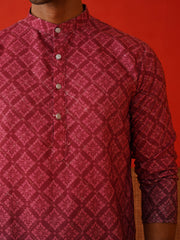 Maroon Ombre Printed Kurtas For Men ( KO 5074Maroon )