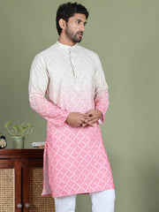 Peach Ombre Printed Kurtas For Men ( ko 5074Peach )