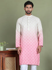 Peach Ombre Printed Kurtas For Men ( ko 5074Peach )