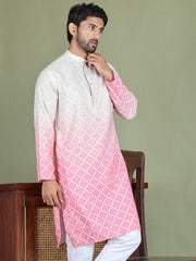 Peach Ombre Printed Kurtas For Men ( ko 5074Peach )