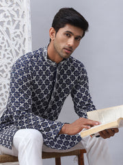 Embroidered & Sequins Kurtas for Men. ( KO 5092Navy )
