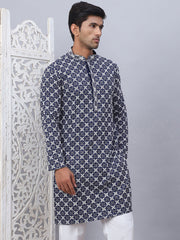 Embroidered & Sequins Kurtas for Men. ( KO 5092Navy )