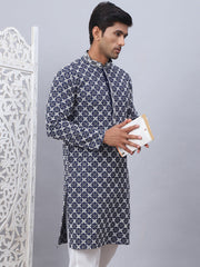 Embroidered & Sequins Kurtas for Men. ( KO 5092Navy )