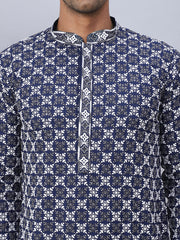 Embroidered & Sequins Kurtas for Men. ( KO 5092Navy )