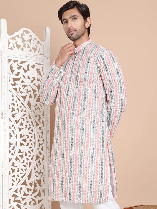Printed and Emrbroidered Kurtas ( KO 5097Beige )