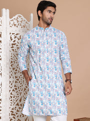 Printed and Emrbroidered Kurtas ( KO 5097Blue )