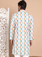 Printed and Emrbroidered Kurtas ( KO 5097Off-White )