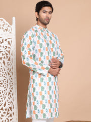 Printed and Emrbroidered Kurtas ( KO 5097Off-White )