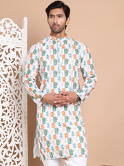 Printed and Emrbroidered Kurtas ( KO 5097Off-White )