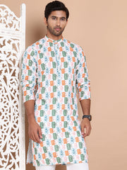 Printed and Emrbroidered Kurtas ( KO 5097Off-White )