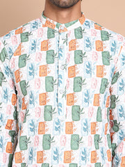 Printed and Emrbroidered Kurtas ( KO 5097Off-White )