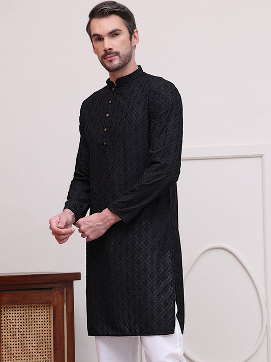 Embroidered Cotton Kurtas ( KO 5099Black )