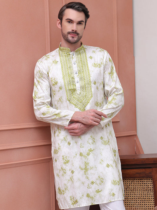 Stone Print With Embroidered kurtas ( KO 5102Green )