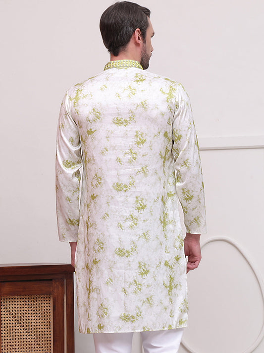 Stone Print With Embroidered kurtas ( KO 5102Green )