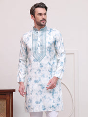Stone Print With Embroidered kurtas ( KO 5102Sky )